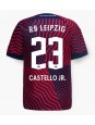 Moški Nogometna dresi replika RB Leipzig Castello Lukeba #23 Gostujoči 2023-24 Kratek rokav